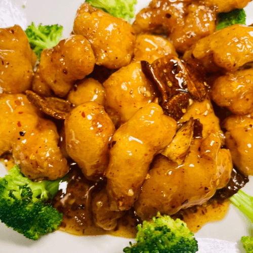 Walnut shrimp with broccoli